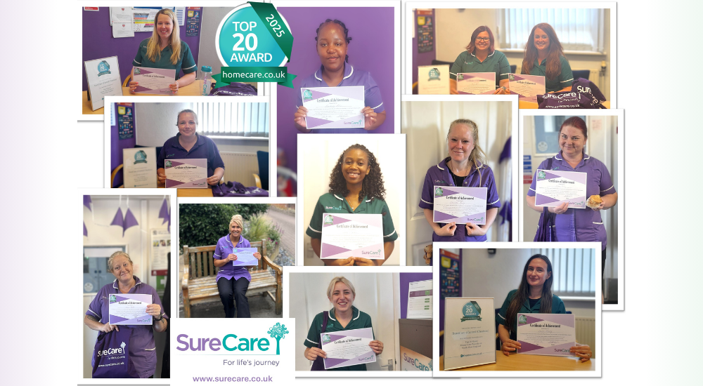 SureCare Central Cheshire is one of the North West's Top 20 home care providers